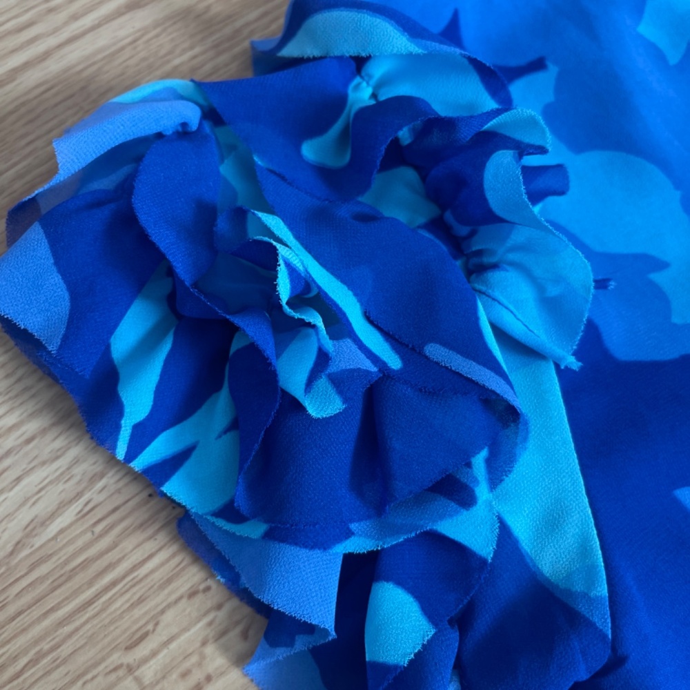 Sugarlips Algeria Floral Benna Mock Neck Ruffle Blouse / Top Size Large - Picture 8 of 9